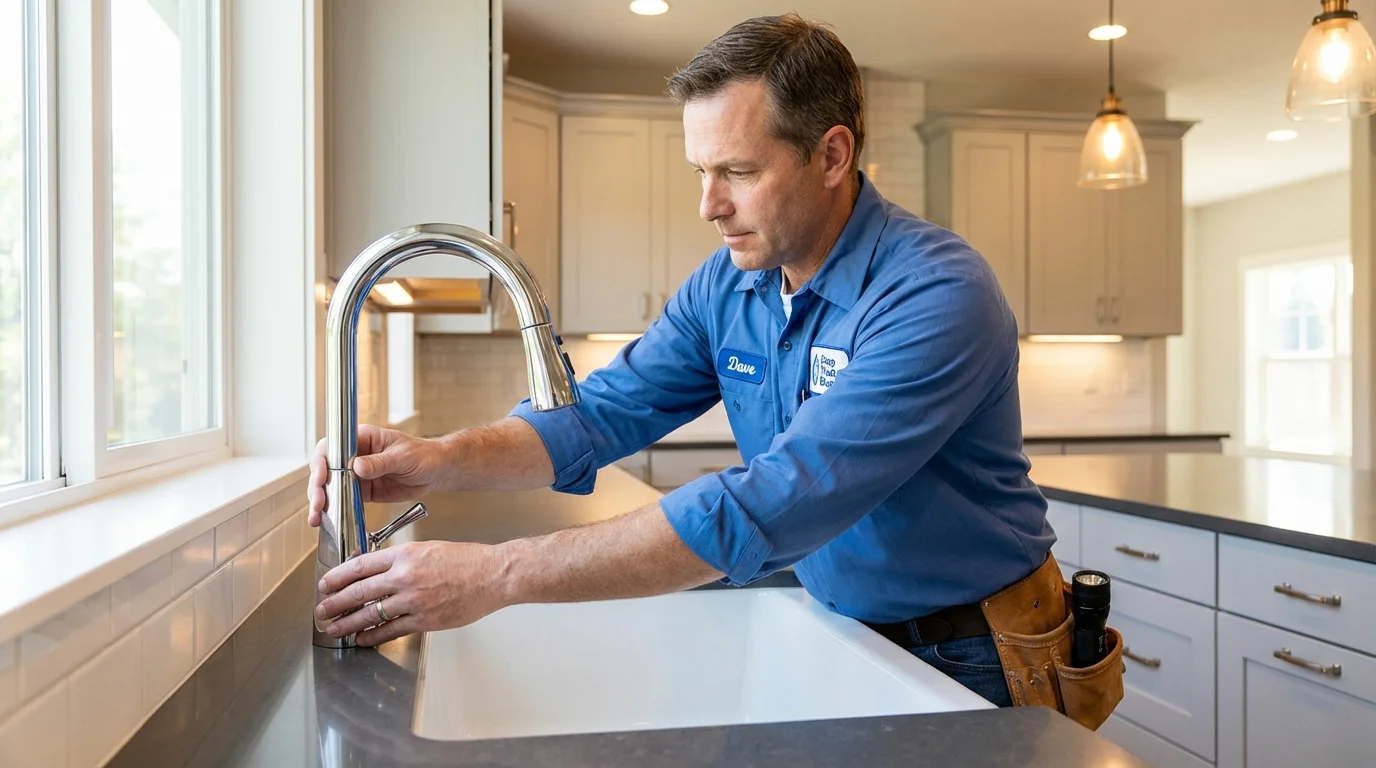 Kitchen faucet installation by Johns Plumbing LLC in Rumney