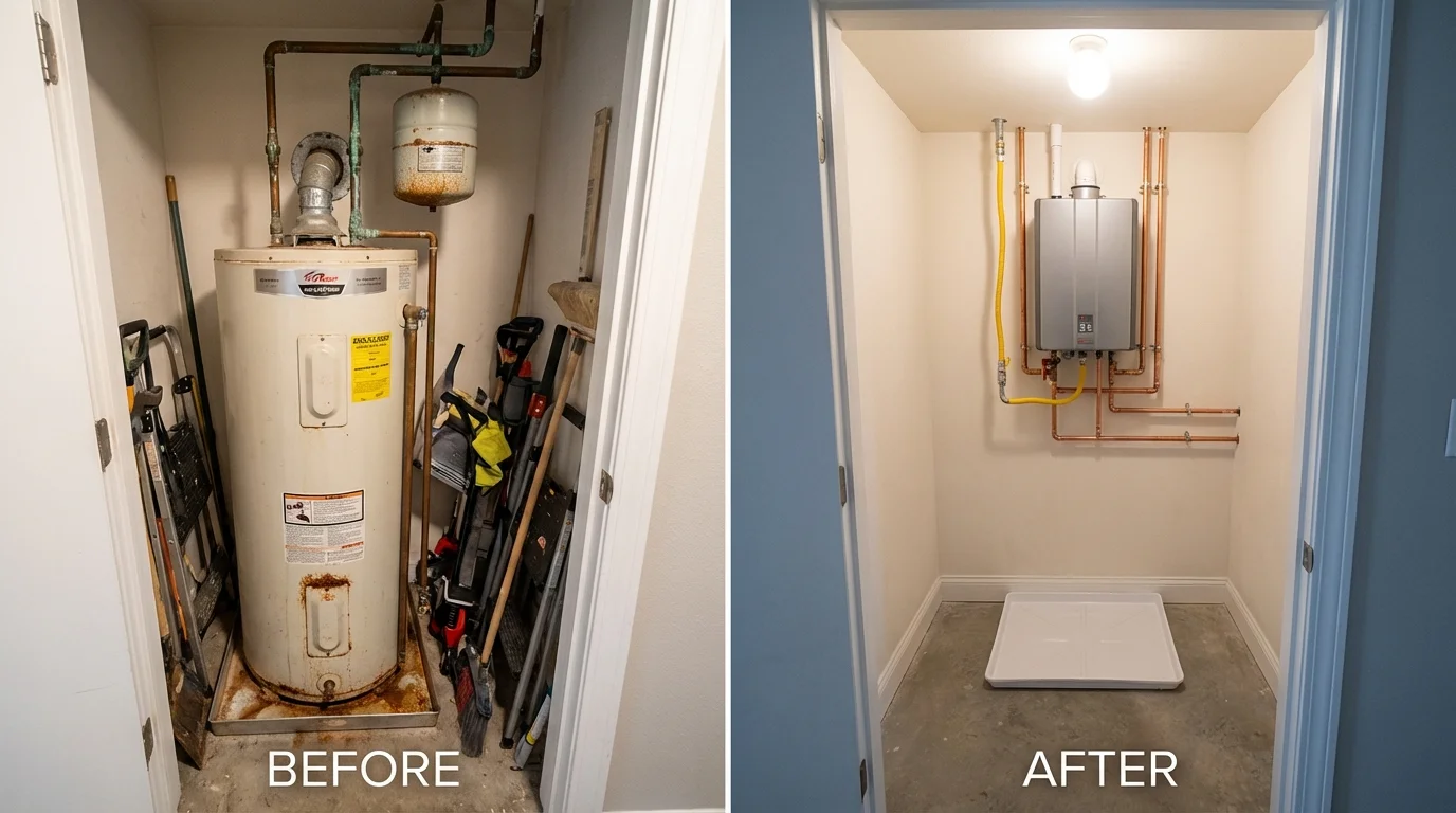 Tank water heater versus wall-mounted tankless unit comparison for Rumney, NH homeowners